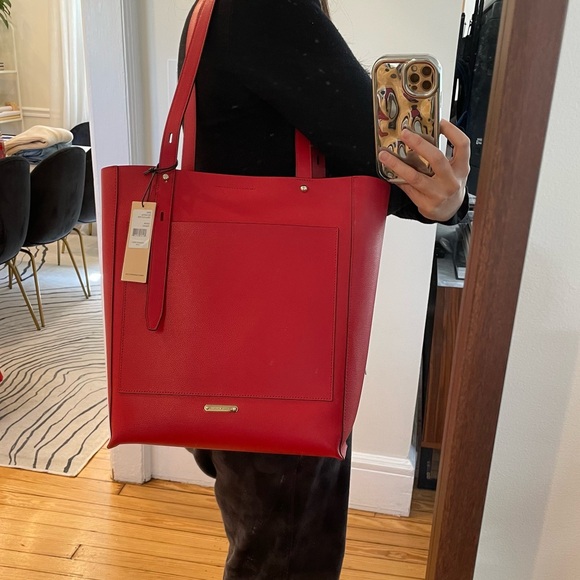 NWT Rebecca Minkoff Stella Leather Tote Bag Tomato / Red - Picture 14 of 14